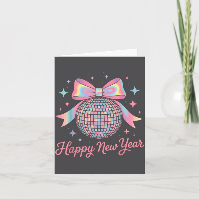 Nye Disco Ball Luxury Golden Happy New Year  Karte (Vorderseite)