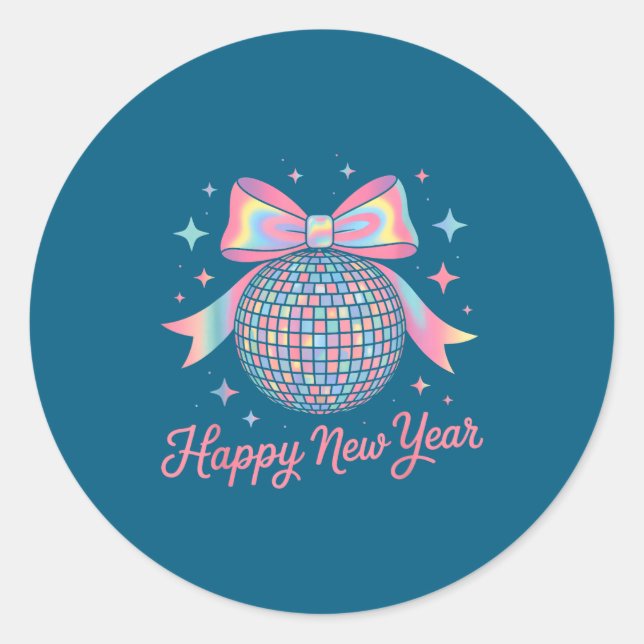Nye Disco Ball Luxury Golden Happy New Year  Runder Aufkleber (Vorderseite)