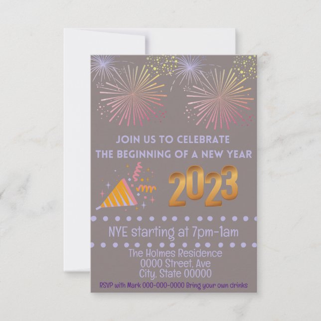 NYE-Party Einladung, angepasste neue Jahre Einladung (Vorderseite)