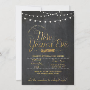 NYE Silvester Party Gold Chalk Einladung