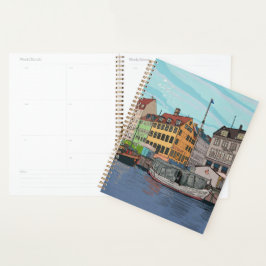 Nyhavn Copenhagen Denmark Whimsical Lustration Planer