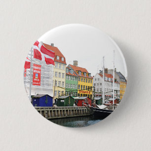 Nyhavn Kanal in Kopenhagen, Danmark Button
