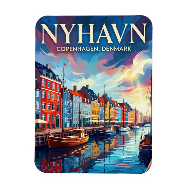 Nyhavn-Wasserfront Dänemark Magnet (Vertikal)