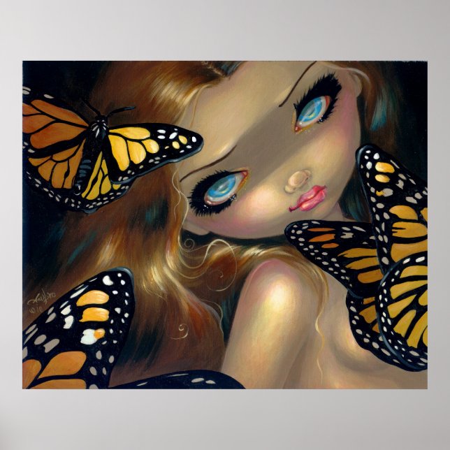 Nymph mit Monarchs ART PRINT Schmetterlingsmärchen Poster (Vorne)