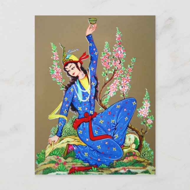 Nymph mit Tasse Postkarte (Vorderseite)