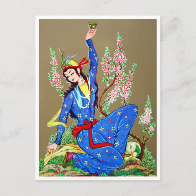 Nymph mit Trinkbecher Postkarte (Vorderseite)