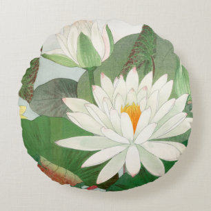 Nymphaea lotus, japanischer Holzschnitt, 1917 Rundes Kissen