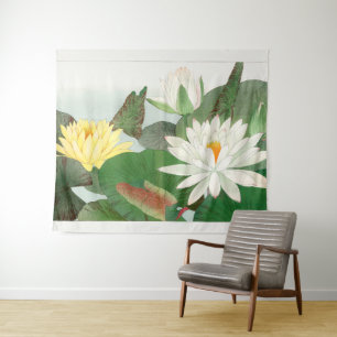 Nymphaea lotus, japanischer Holzschnitt, 1917 Wandteppich