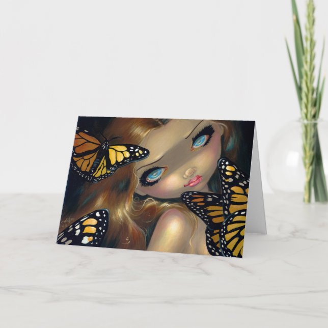 "Nymphe mit Monarch-" Gruß Karte (Vorderseite)