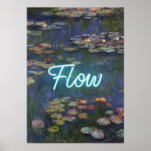 Nymphéas Remix – Néon « FLOW » Art mural et Cadeau
