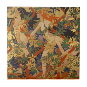 Nymphen Art Nouveau Fliese