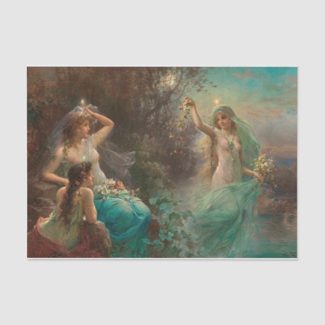 Nymphen bei Sonnenaufgang von Hans Zatzka Seidenpapier (Vorderseite)