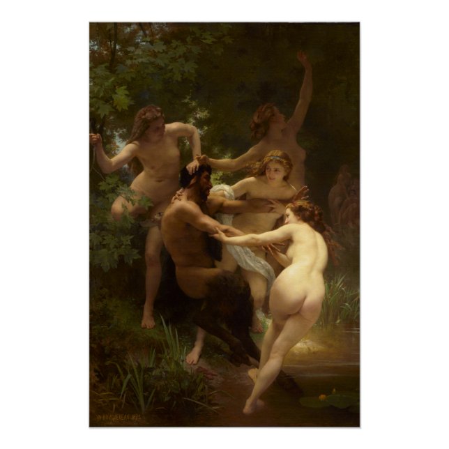 Nymphen und Satyr von William-Adolphe Bouguereau Poster (Vorderseite)