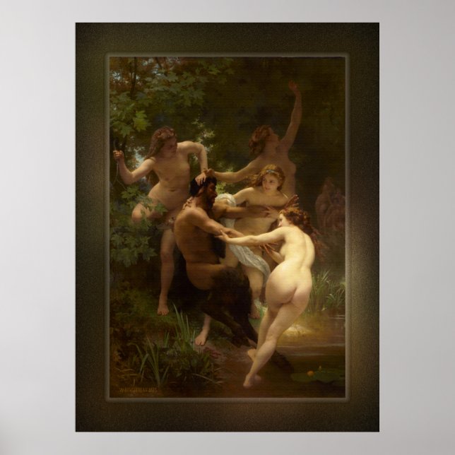 Nymphen und Satyr von William-Adolphe Bouguereau Poster (Vorne)