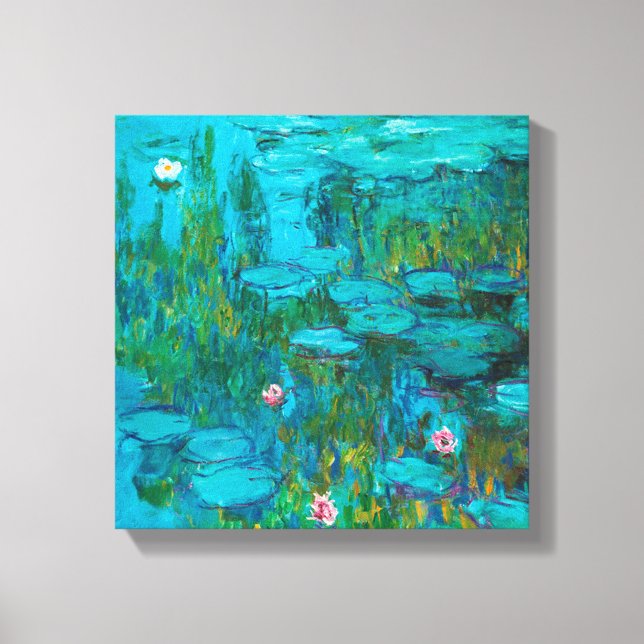 Nymphen von Monet, impressionistisches Originalgem Leinwanddruck (Vorderseite)