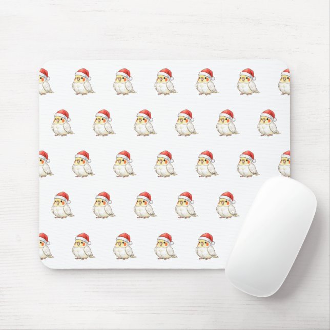 Nymphensittich mit Weihnachtsmannmütze  Mousepad (Mit Mouse)