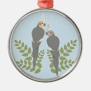 Nymphensittich-Paar Ornament Aus Metall