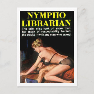 Nympho Librarian, Retro, Vintag Postkarte