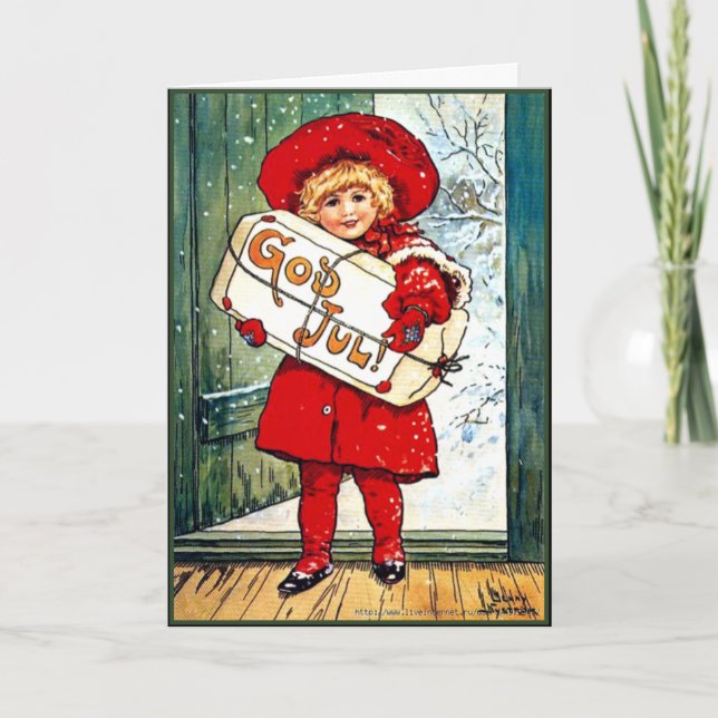 Nystrom - Frohe Weihnachten, Vintage Illustration Karte (Vorderseite)