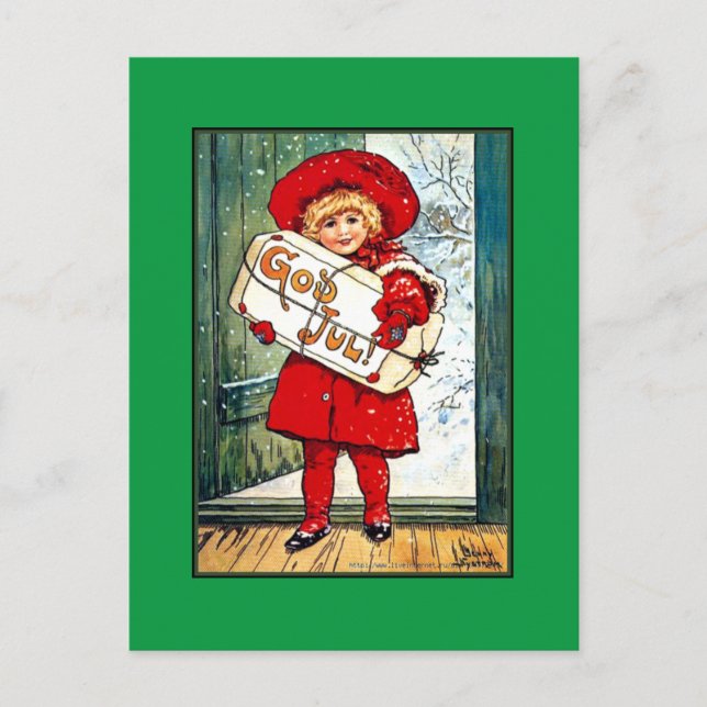Nystrom - Frohe Weihnachten, Vintage Illustration Postkarte (Vorderseite)