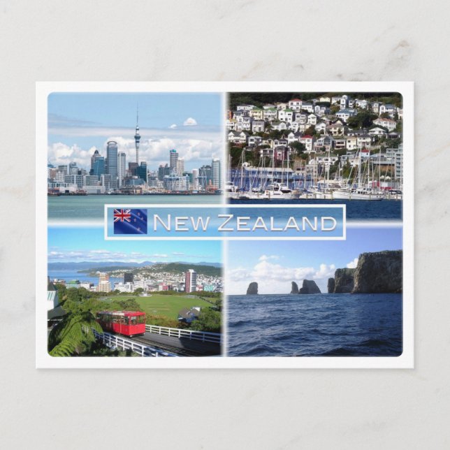 NZ Auckland Skyline - Wellington panorama - Postkarte (Vorderseite)