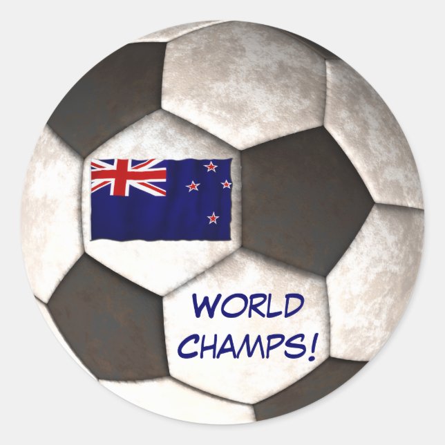 NZ Fußball "Welt kaut" Fußball Runder Aufkleber (Vorderseite)