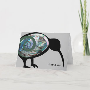 NZ KIWI BIRD PAUA FERN KORU NEW ZEALAND GREEN DANKESKARTE