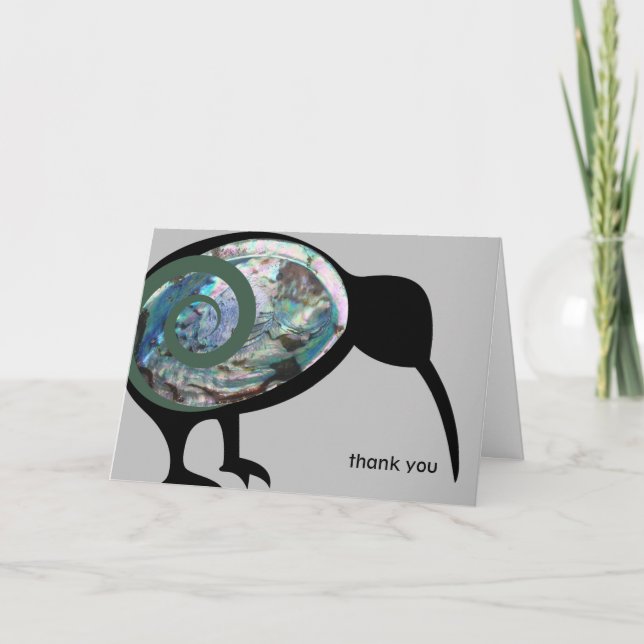 NZ KIWI BIRD PAUA FERN KORU NEW ZEALAND GREEN DANKESKARTE (Vorderseite)