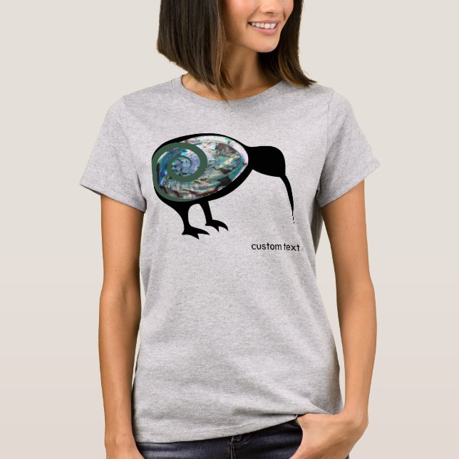 NZ KIWI BLACK SHINY PAUA FERN KORU NEW ZEALAND T-Shirt (Vorderseite)