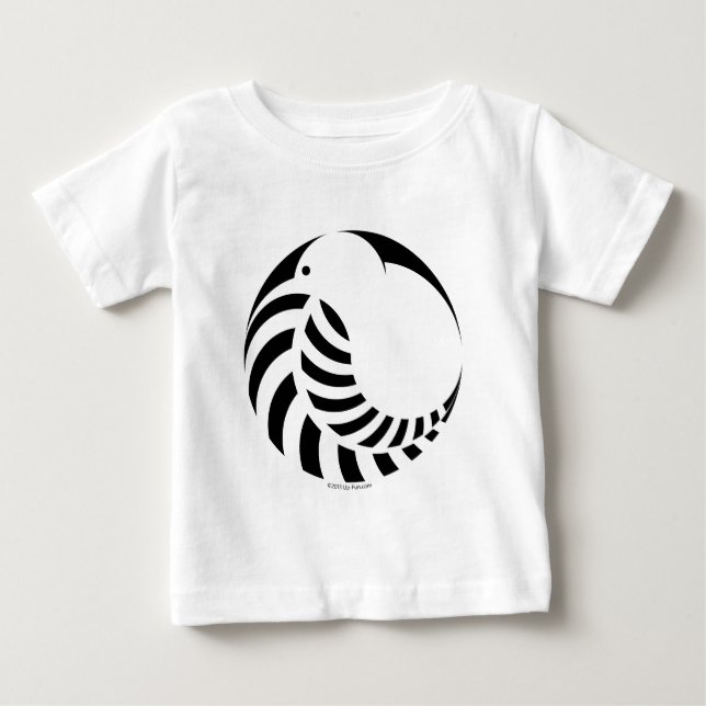 NZ Kiwi/silberner Farn-Emblem Baby T-shirt (Vorderseite)