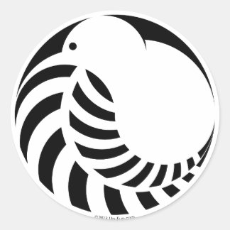 NZ Kiwi / Silver Fern Emblem Runder Aufkleber