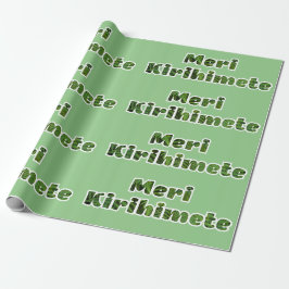 NZ KIWI XMAS MERI KIRIHIMETE TEXT GRÜNE CHRISTMAS GESCHENKPAPIER
