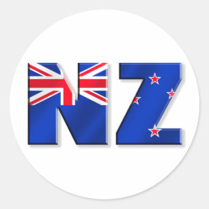 NZ Logoflagge von Neuseeland Runder Aufkleber