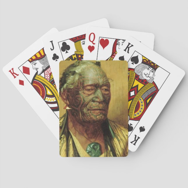 NZ Maori Leader Chieftain Historische Kunst Spielkarten (Rückseite)