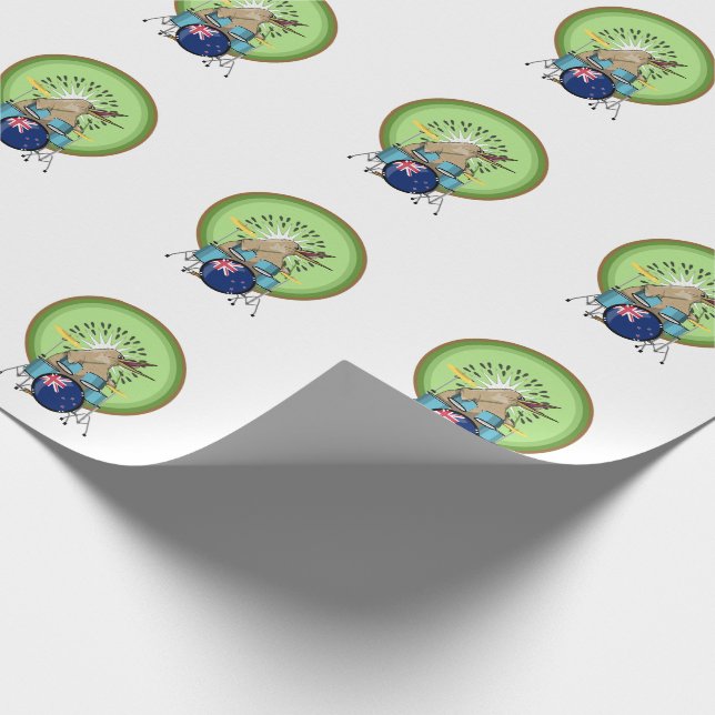 NZ Music Kiwi drumming Geschenkpapier (Ecke)