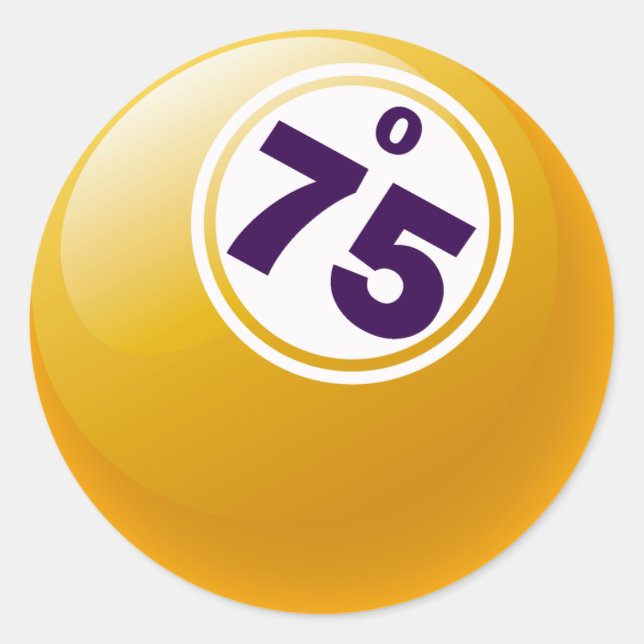 O 75 BINGO BALL RUNDER AUFKLEBER (Vorderseite)