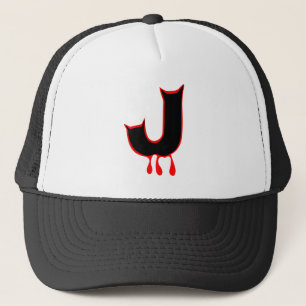 Ō" Bleeding's Teeth-Initial-J Trucker Hat" ╝ Truckerkappe