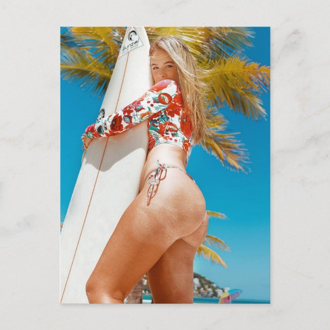 Ō California Ō Bikini Ō Blonde brechde brechend üb Postkarte (Vorderseite)