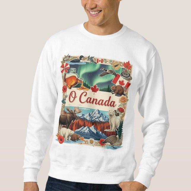 O Canada Collage – Vintage Patriotic T-Shirt Sweatshirt (Vorderseite)