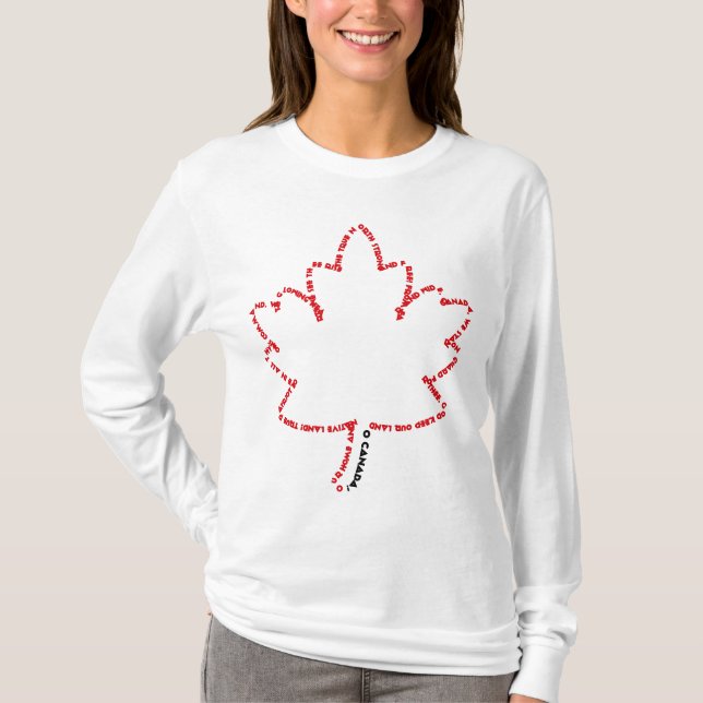 O Canada National Anthem in einem Ahornblatt T-Shirt (Vorderseite)