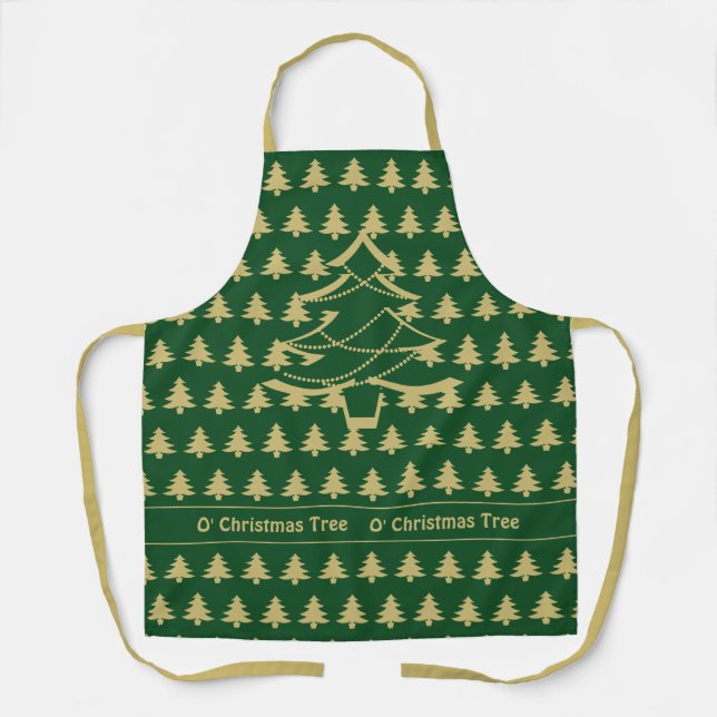 O' Christmas Tree Green/Gold Iconic Muster Schürze (Vorderseite)