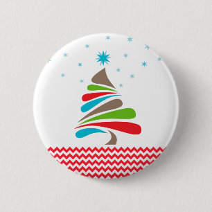 O CHRISTMAS Tree Star Zickzack Geschenke Button