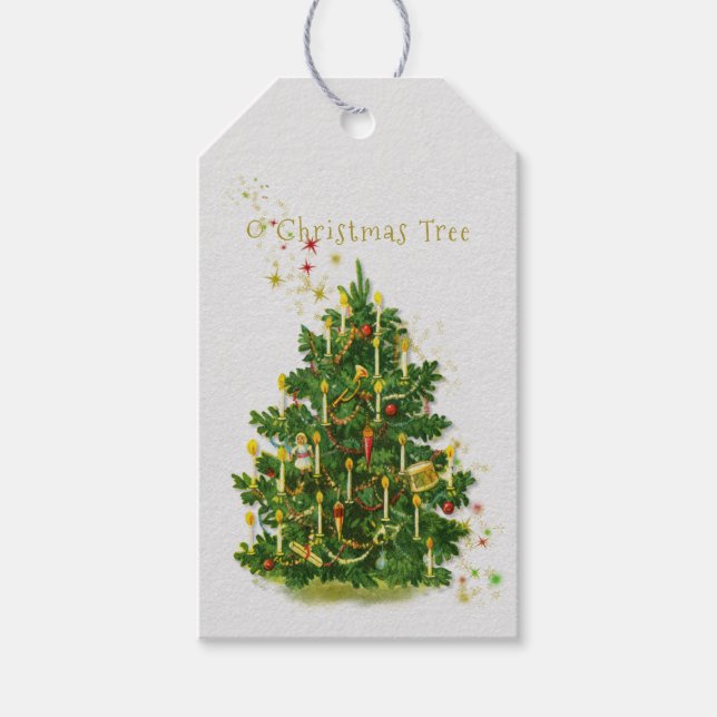 O Christmas Tree Vintage Geschenkmarke Geschenkanhänger (Vorderseite)