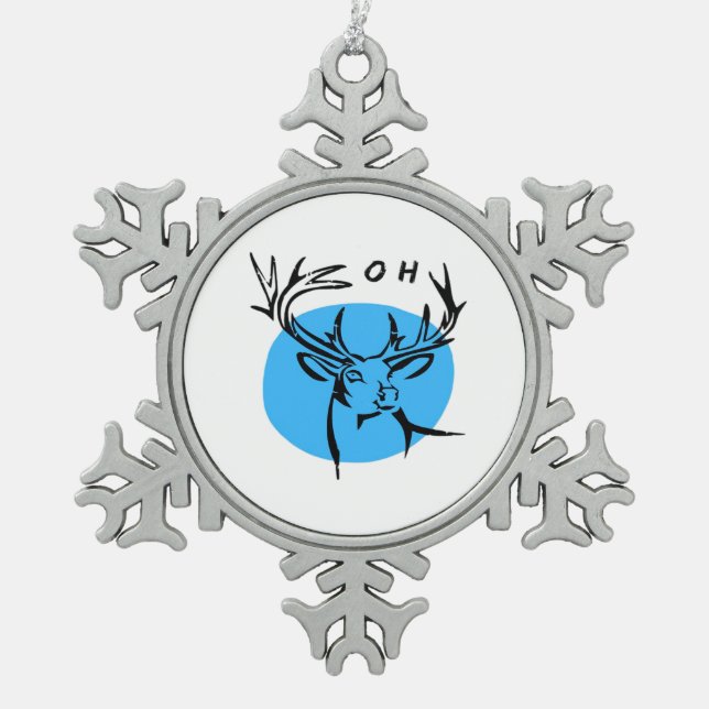 O Dear Oh Dear Blue Whimsical Aesthetic  Schneeflocken Zinn-Ornament (Vorderseite)