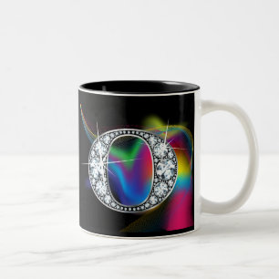 "O" Diamantblende auf Rainbow Swirl-Tasse Zweifarbige Tasse
