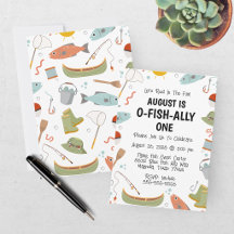 O-Fisch-ally Eins Fischen Kinder 1. Geburtstag