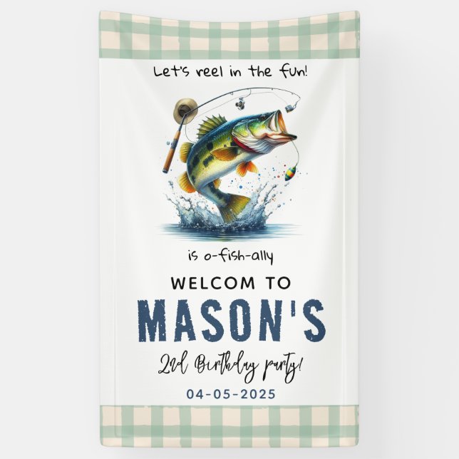 O-Fisch-Ally Two Fishing 2. Geburtstag Banner (Vertikal)