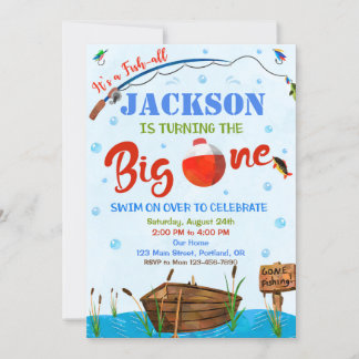 O-fish-all Big ONE invitation anniversaire garçon