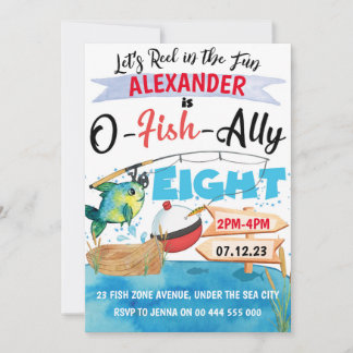 O-Fish-Ally Aight Fishing 8. Geburtstagskind Einladung