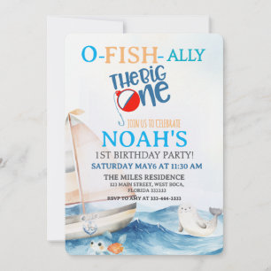 O-Fish-Ally Big Un Anniversaire Invitation